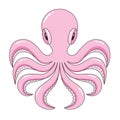 Octopus Icon Cartoon in Pink Colour