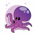 Octopus Icon, Cute Cartoon Funny Character, Flat Design Royalty Free Stock Photo