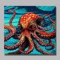Colorful Octopus In Hyperrealistic Pop Art Style