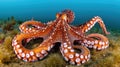 Octopus in its natural habitat on the seabed Royalty Free Stock Photo