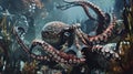 Octopus in its natural habitat on the seabed Royalty Free Stock Photo