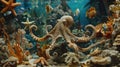 Octopus in its natural habitat on the seabed Royalty Free Stock Photo