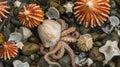 Octopus in its natural habitat on the seabed Royalty Free Stock Photo