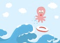 Octopus Jumping Over The Ocean Wave