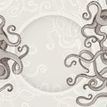 Octopus Kraken card or border with feelers Royalty Free Stock Photo