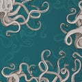 Octopus Kraken card with feelers Royalty Free Stock Photo