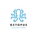 Octopus kraken logo icon template with symmetrical eight tentacle