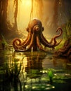 An octopus-like swamp monster. Royalty Free Stock Photo