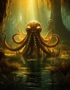 An octopus-like swamp monster. Royalty Free Stock Photo