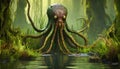 An octopus-like swamp monster. Royalty Free Stock Photo