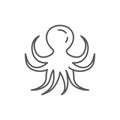 Octopus line editable pixel perfect icon isolated on white background - outline sea and ocean wildlife underwater animal or seafoo Royalty Free Stock Photo