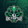 Octopus mascot logo design vector with modern illustration concept style for badge, emblem and t shirt printing. football octopus