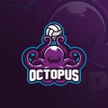 Octopus mascot logo vector design with modern illustration concept style for badge, emblem and t shirt printing. octopus