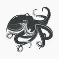 Octopus mascot or sea, ocean monster tattoo Royalty Free Stock Photo