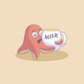 octopus with milk Royalty Free Stock Photo