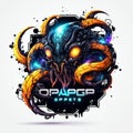 Octopus monster cyberpunk style design logo esport