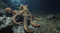 An octopus normally a master of camouflage is unable to hide from the bright lights and loud noises of a mining vessel