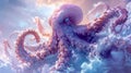 Octopus in the ocean. 3D rendering. Fantasy illustration. Generative AI