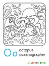 Octopus oceanographer ABC coloring book Alphabet O