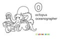 Octopus oceanographer ABC coloring book Alphabet O