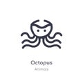 octopus outline icon. isolated line vector illustration from animals collection. editable thin stroke octopus icon on white