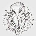 Octopus outline sketch.