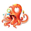 Octopus Painter. Realistic Fantastic Characters. Fantasy Nature Animals. Concept Art.