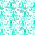 Octopus pattern seamless. devilfish background. poulpe texture. Baby fabric ornament Royalty Free Stock Photo