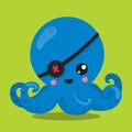 Octopus pirate blue 06 Royalty Free Stock Photo