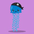 Octopus pirate jelly blue 04 Royalty Free Stock Photo