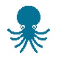 Octopus pixel art. Devilfish 8 bit. Poulpe vector illustration Royalty Free Stock Photo