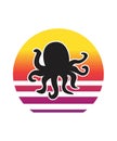 Octopus Retro Sunset Design template