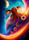 An octopus in space - Ai Generated