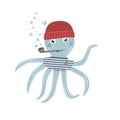 Octopus sailor cartoon