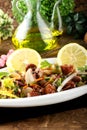 Octopus salad with vegetables and beans Royalty Free Stock Photo