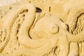 Octopus Sand Sculpture On Peniscola Beach Resort At Mediterranean Sea Royalty Free Stock Photo