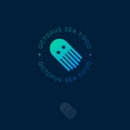 Octopus seafood logo. Seafood restaurant emblem. Minimalistic seafood icon.