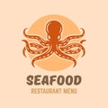 Octopus seafood restaurant menu isolated logo