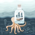 Octopus and ship