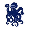 Octopus silhouette icon. Octopus diver for scuba school Royalty Free Stock Photo