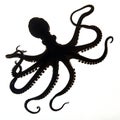Octopus Silhouette Isolated on White Background Royalty Free Stock Photo