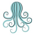 Octopus Silhouette In Vintage Style On Transparent Background. Aquarium Octopus Vector Icon. Vector Octopus Illustration