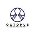 Octopus simple modern line art logo design-vector illustration Royalty Free Stock Photo