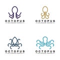 Octopus simple modern line art logo design-vector illustration Royalty Free Stock Photo