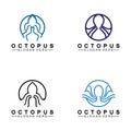 Octopus simple modern line art logo design-vector illustration Royalty Free Stock Photo