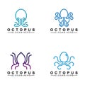 Octopus simple modern line art logo design-vector illustration Royalty Free Stock Photo