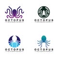 Octopus simple modern line art logo design-vector illustration Royalty Free Stock Photo