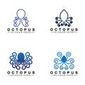 Octopus simple modern line art logo design-vector illustration Royalty Free Stock Photo