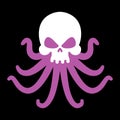 Octopus and skull. poulpe and head of skeleton. Vector illustration Royalty Free Stock Photo