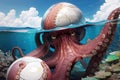 octopus soccer ball head illustration AI Generated